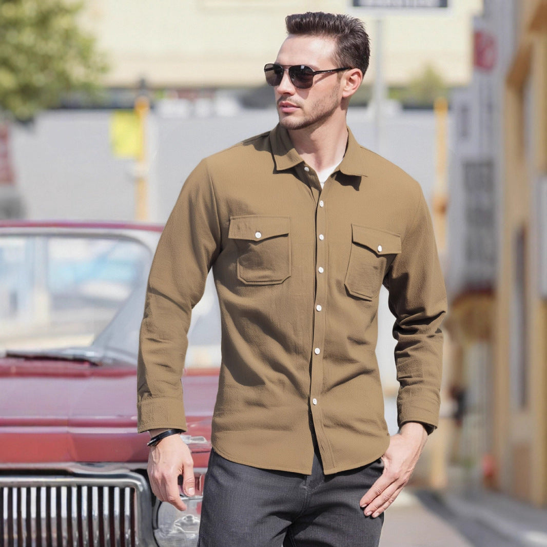 Herren Lässiges Langarmhemd mit praktischen Brusttaschen und modernem Schnitt Drune