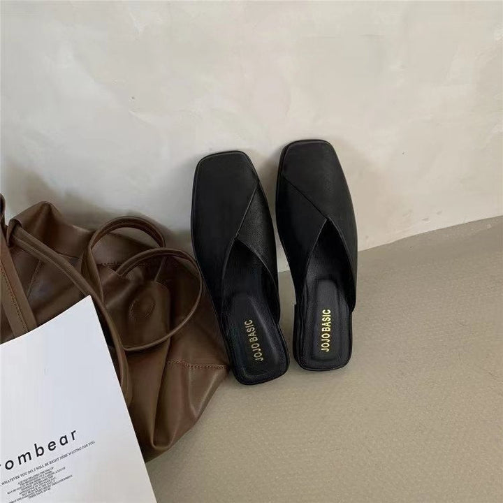 Damen Slip-On Pantoletten mit kunstlederner Oberfläche und bequemem Fußbett Drune