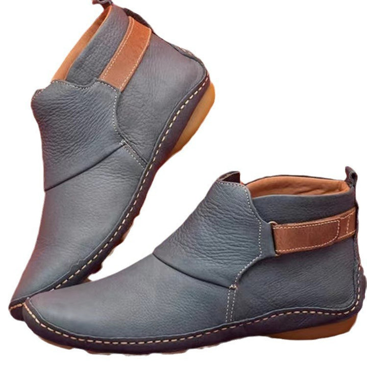 Damen Weiche Leder‑Stiefelette mit Klettverschluss, ergonomischer Laufsohle und gepolstertem Fußbett Drune