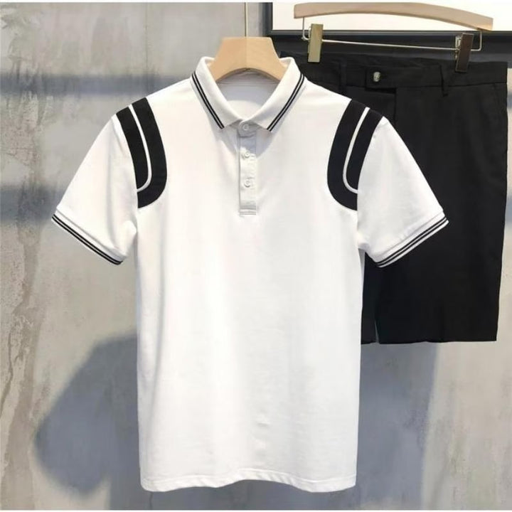 Herren Poloshirt mit kontrastierenden Ärmelapplikationen und hochwertiger Baumwolle Drune