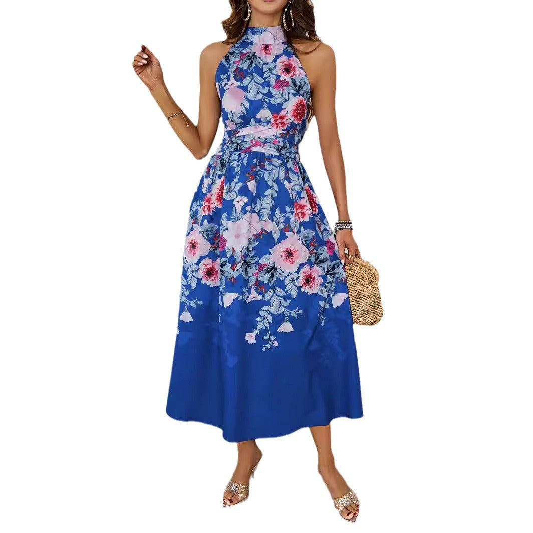 Damen Midi-Kleid mit Blumenmuster und asymmetrischem Saum Drune