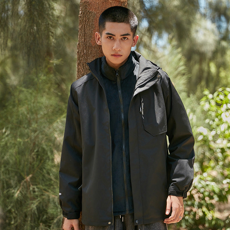 Herren Zwei-in-Eins detailreiche Outdoor-Shelljacke mit abnehmbarer Microfleece-Innenjacke Drune