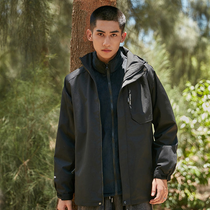 Herren Zwei-in-Eins detailreiche Outdoor-Shelljacke mit abnehmbarer Microfleece-Innenjacke Drune