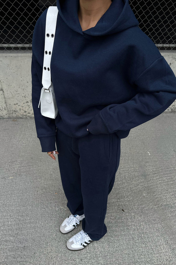 Damen lässiger Hoodie- und Jogginganzug mit elastischem Bund und Oversized-Schnitt Drune