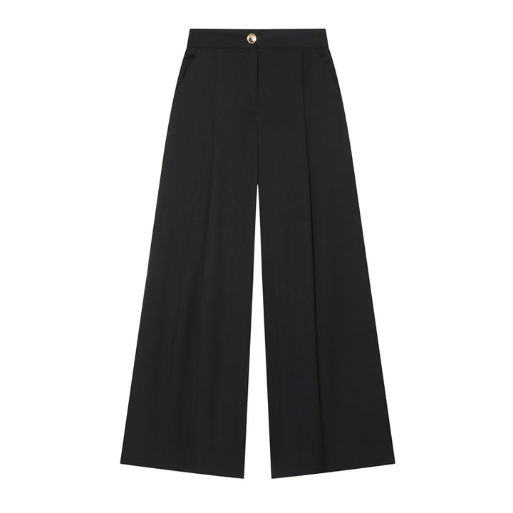 Damen Weitgeschnittene Palazzo-Hose mit hoher Taille und Bügelfalte Drune