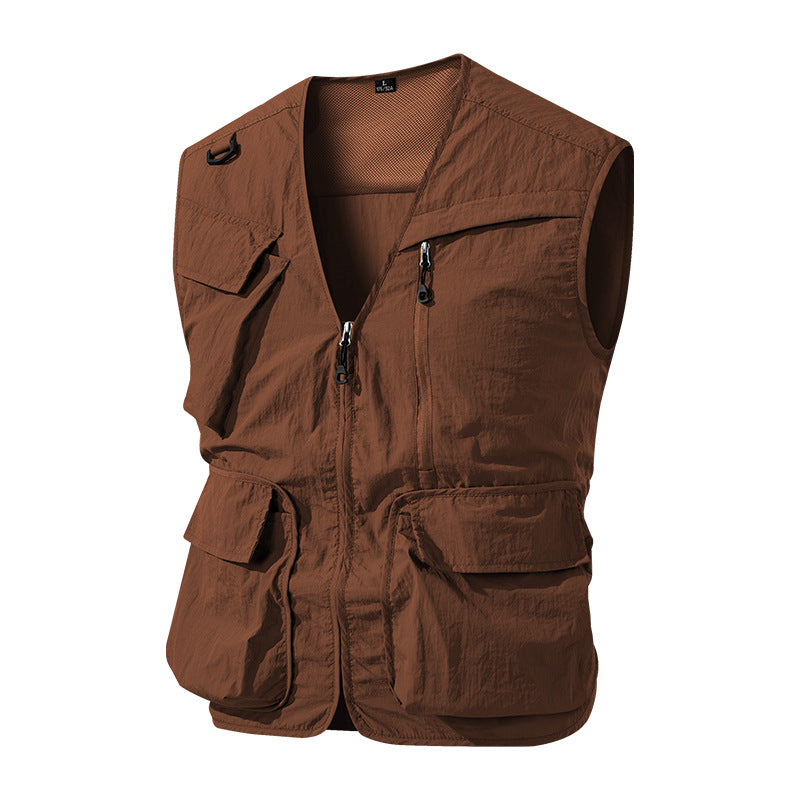 Herren Multifunktionale Outdoor-Utility‑Weste mit Mesh‑Innenfutter und zahlreichen Taschen Drune