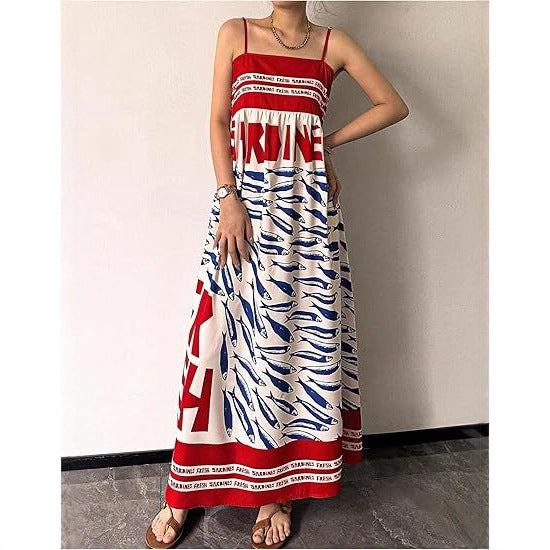 Damen Fließendes Maxikleid mit verstellbaren Trägern Drune
