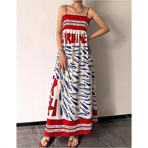 Damen Fließendes Maxikleid mit verstellbaren Trägern Drune