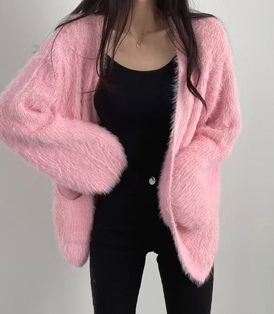 Damen luftige Strickjacke mit innovativen Taschen Drune