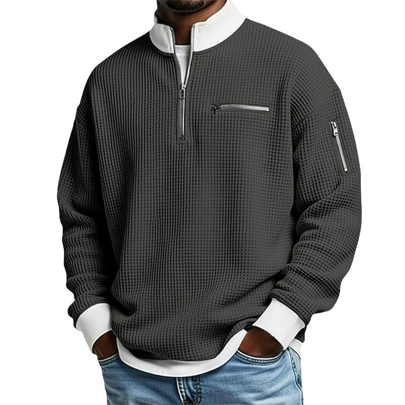 Herren Sportlicher Quarter-Zip Pullover mit strukturiertem Muster Drune