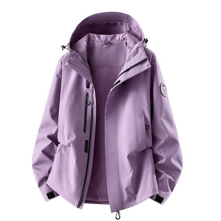 Damen technische dreilagige Softshell-Regenjacke mit getapten Nähten und Multifunktions-Taschen Drune
