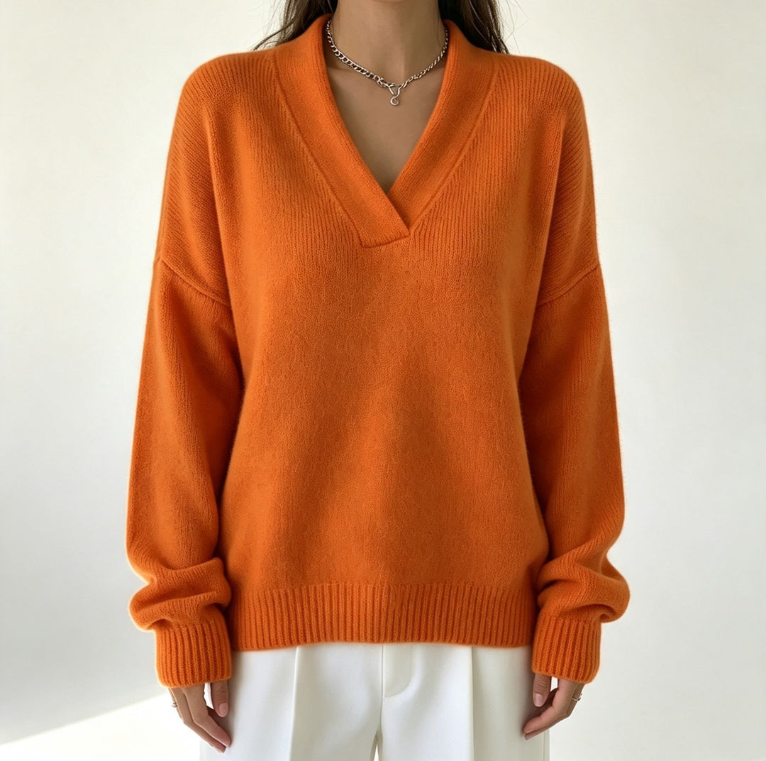 Damen Kaschmir-Touch V-Ausschnitt Relax-Pullover mit Raglanärmeln Drune