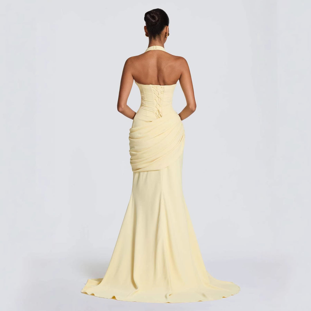 Damen Abendkleid mit elegantem Wickeldesign und tiefem V-Ausschnitt Drune