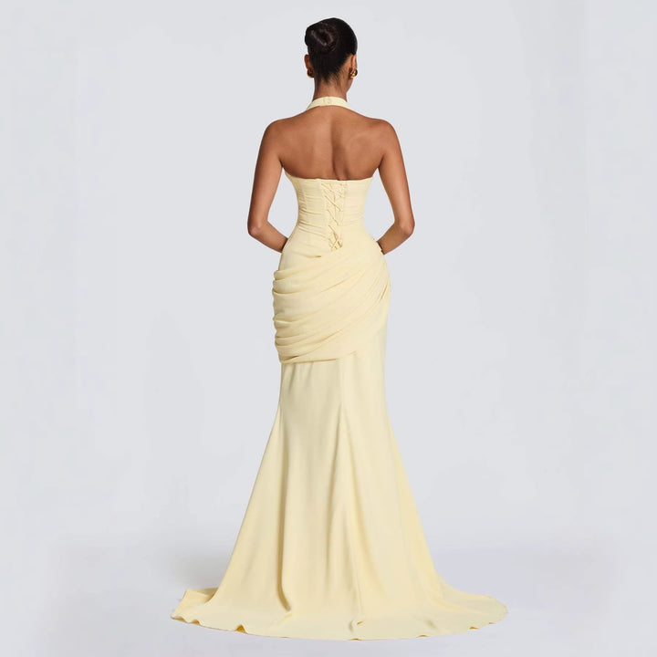 Damen Abendkleid mit elegantem Wickeldesign und tiefem V-Ausschnitt Drune