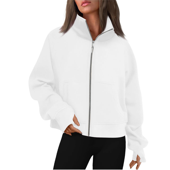 Damen bequeme Sweatjacke mit hohem Kragen Drune