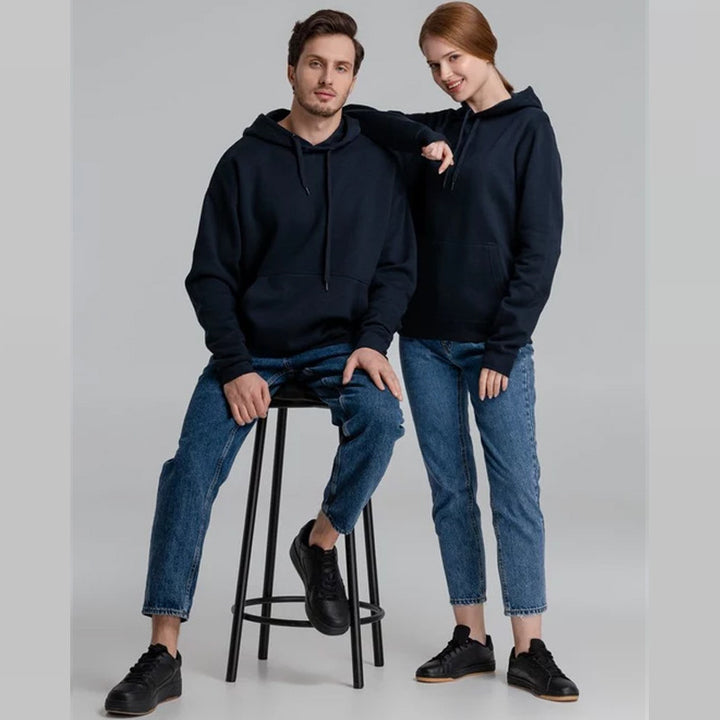 Unisex nan minimalistischer Heavyweight Kapuzenpullover aus French‑Terry mit verdeckter Kängurutasche und schmaler Silhouette Drune