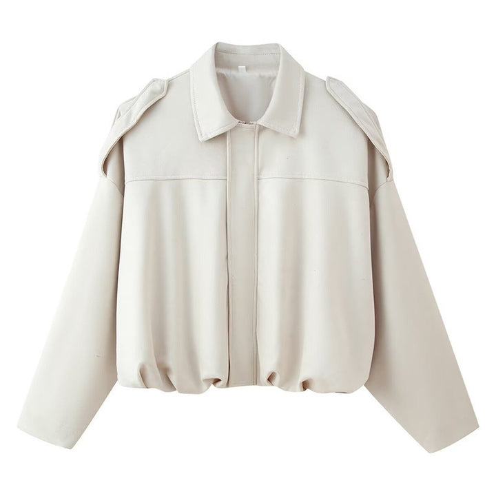 Damen Kurzgeschnittene Oversize Blousonjacke mit Schulterklappen Drune