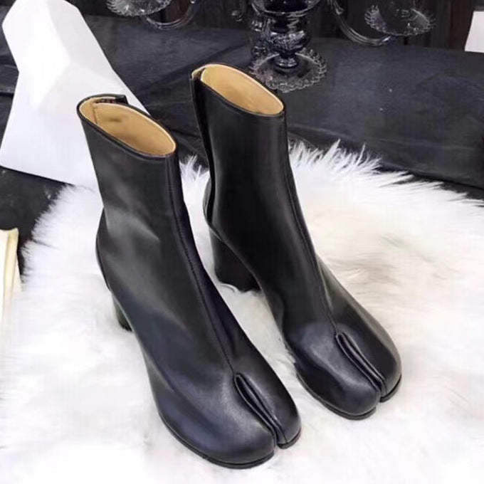 Damen Metallic-Ankelstiefel mit einzigartigem Split-Fuß-Design Drune