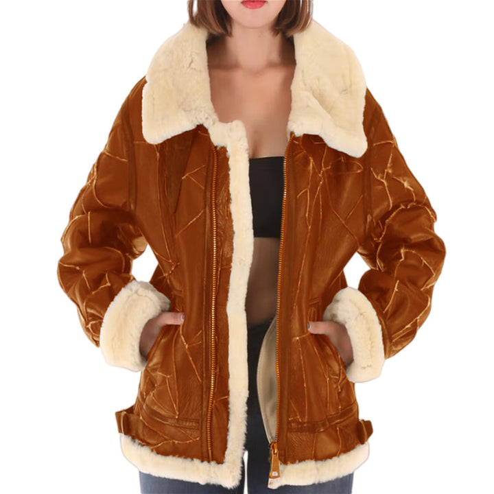 Damen Lammfelljacke mit weichem Innenfutter und klassischem Kragen Drune