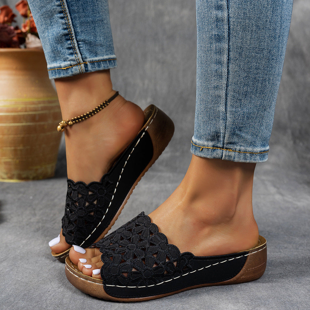 Damen Bequeme Pantoletten mit modischem Blumendesign Drune