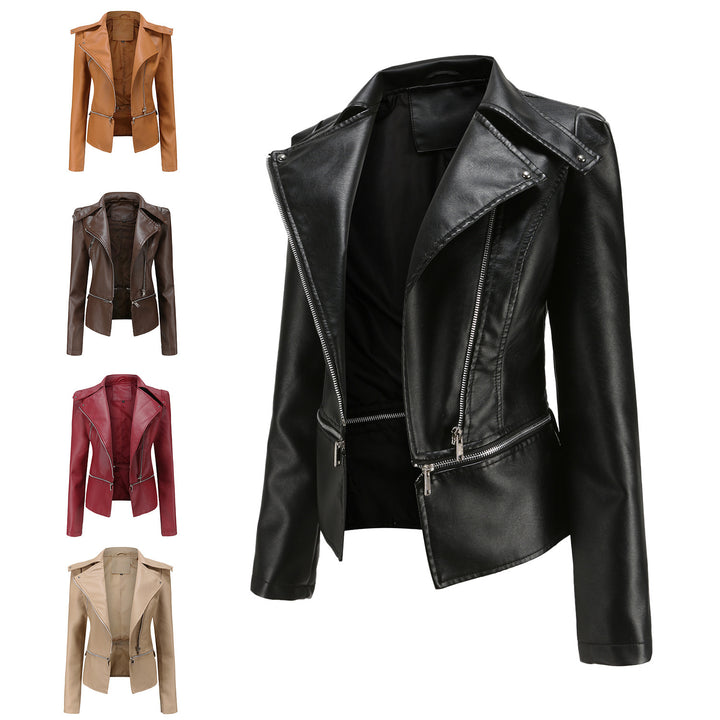 Damen Lederjacke mit asymmetrischem Reißverschluss und stilvollen Zipper-Details Drune