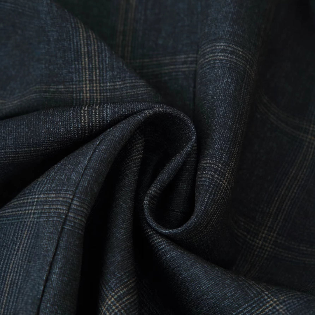 Damen Gerade geschnittener Glencheck-Blazer mit Stehkragen und Pattentaschen Drune