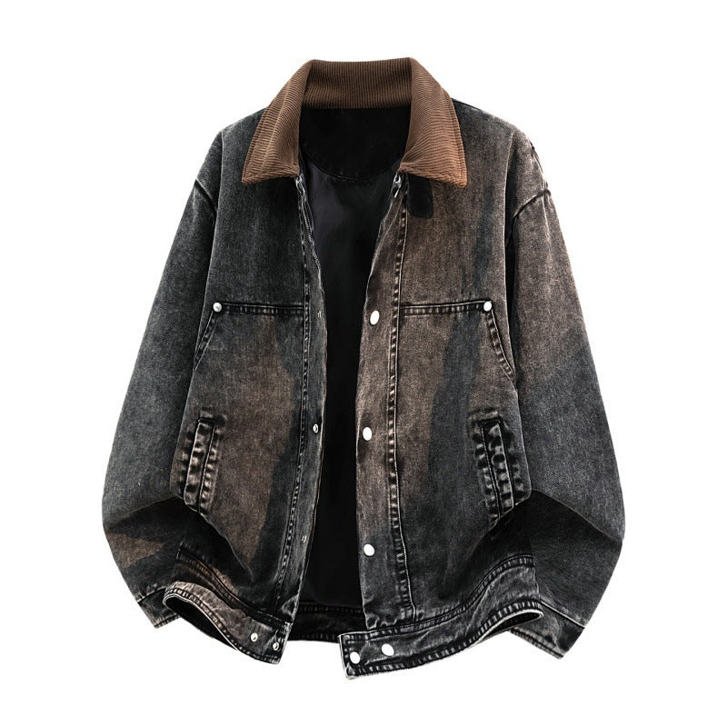 Herren Lässige Denimjacke mit Cordkragen Drune