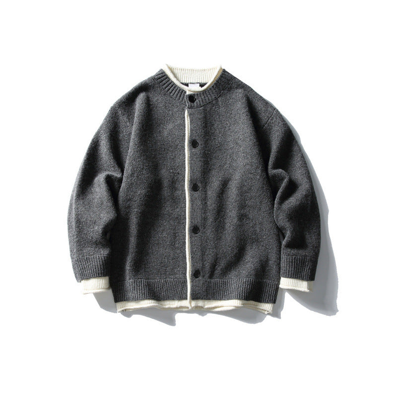 Unisex Boxy-Strickjacke mit kontrastbesetzten Kanten und Rippenabschlüssen Drune