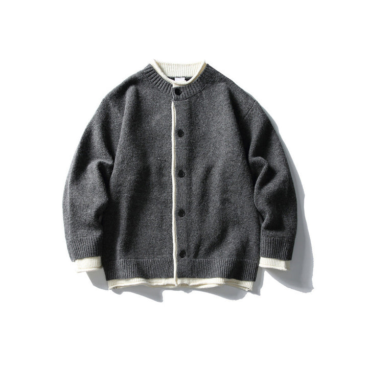 Unisex Boxy-Strickjacke mit kontrastbesetzten Kanten und Rippenabschlüssen Drune