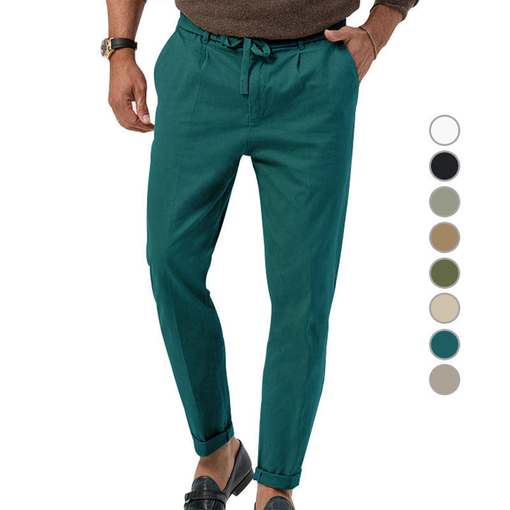 Herren Elegante Leinenhose mit elastischem Bund und praktischen Taschen Drune