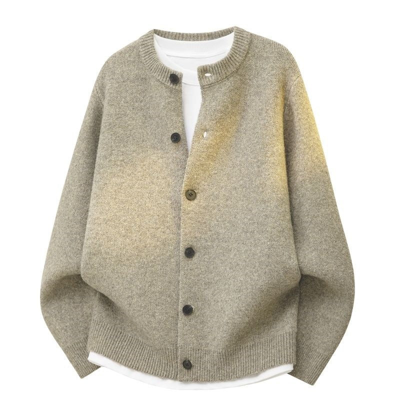 Damen Oversize Strickjacke im Bomberstil mit Rundhals, geripptem Saum & Ballonärmeln Drune