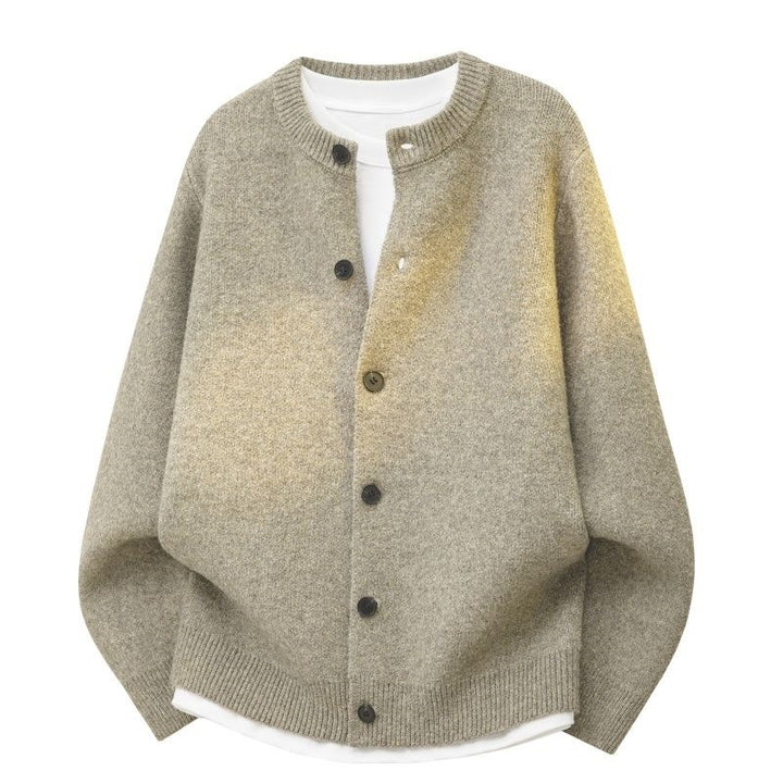 Damen Oversize Strickjacke im Bomberstil mit Rundhals, geripptem Saum & Ballonärmeln Drune