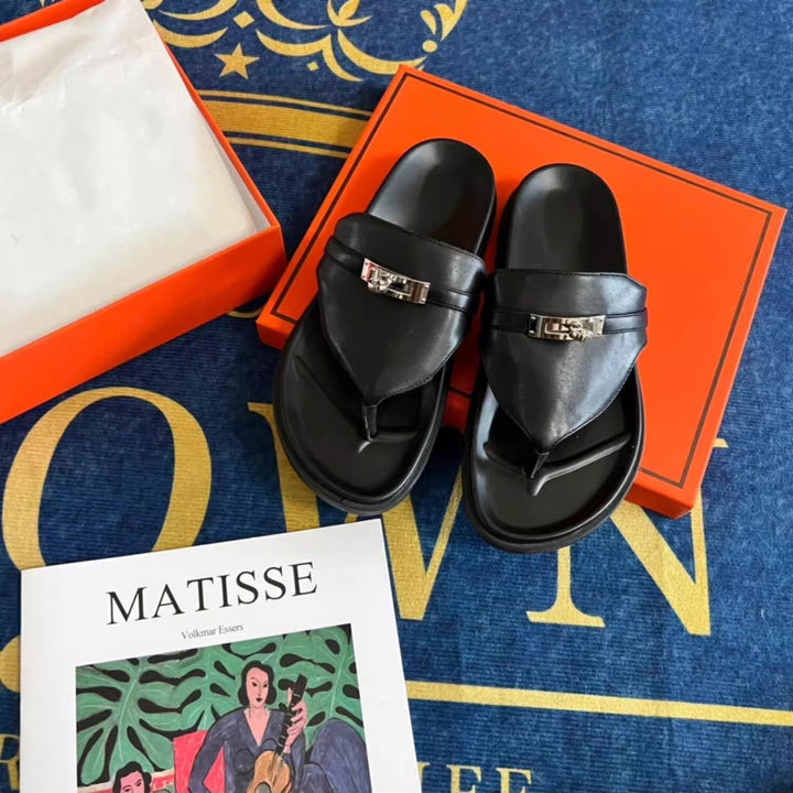Damen elegante Zehentrenner-Sandalen mit luxuriösem Riemendesign und Komfortfußbett Drune
