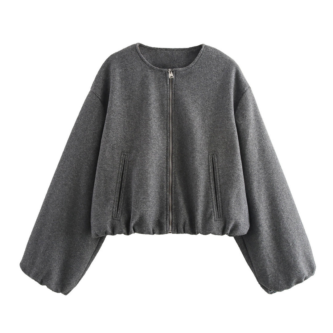 Damen lässige Oversize-Jacke mit elastischem Bund und praktischen Taschen Drune