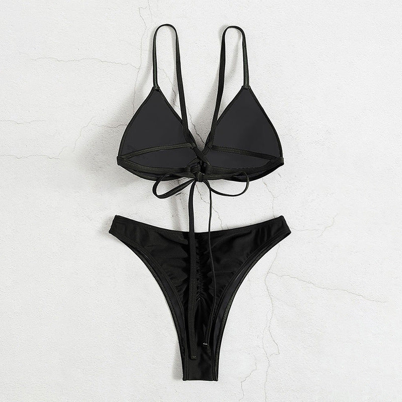 Damen Triangel-Bikini mit hohem Beinausschnitt und verstellbaren Trägern Drune