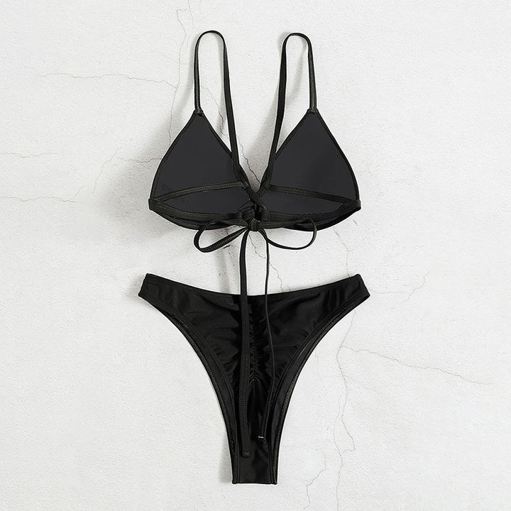 Damen Triangel-Bikini mit hohem Beinausschnitt und verstellbaren Trägern Drune