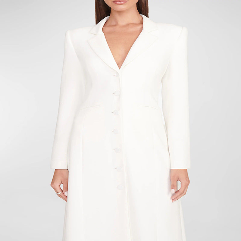Damen Abendliches Maxikleid‑Blazer mit schlanker Silhouette, Korsettnaht und elegantem Frontschlitz Drune