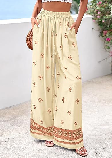 Damen weite Sommerhose mit Boho-Muster Drune