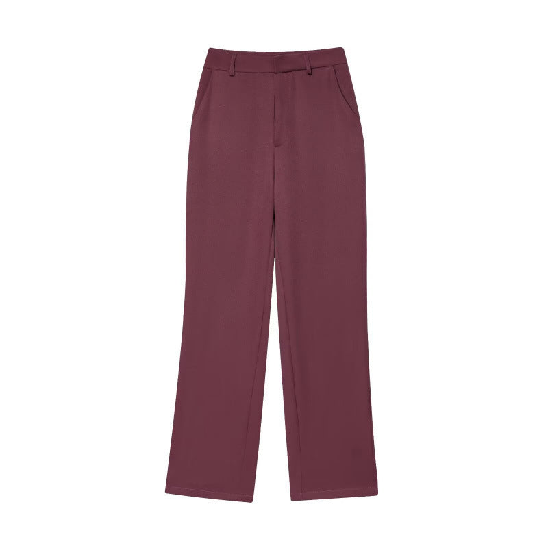 Damen Weite High‑Waist Stoffhose mit Bügelfalte und geradem Bein Drune