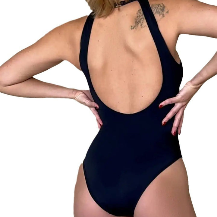 Damen Moderner Einteiler mit transparenten Mesh-Details Drune