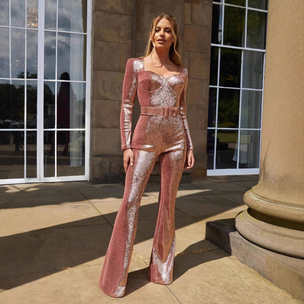 Damen Glamouröses Einteiler-Outfit mit glitzernden Applikationen und taillierter Silhouette Drune