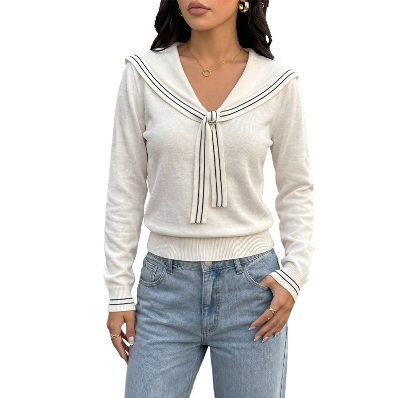 Damen Sportlicher Pullover mit maritimem Kragen Drune