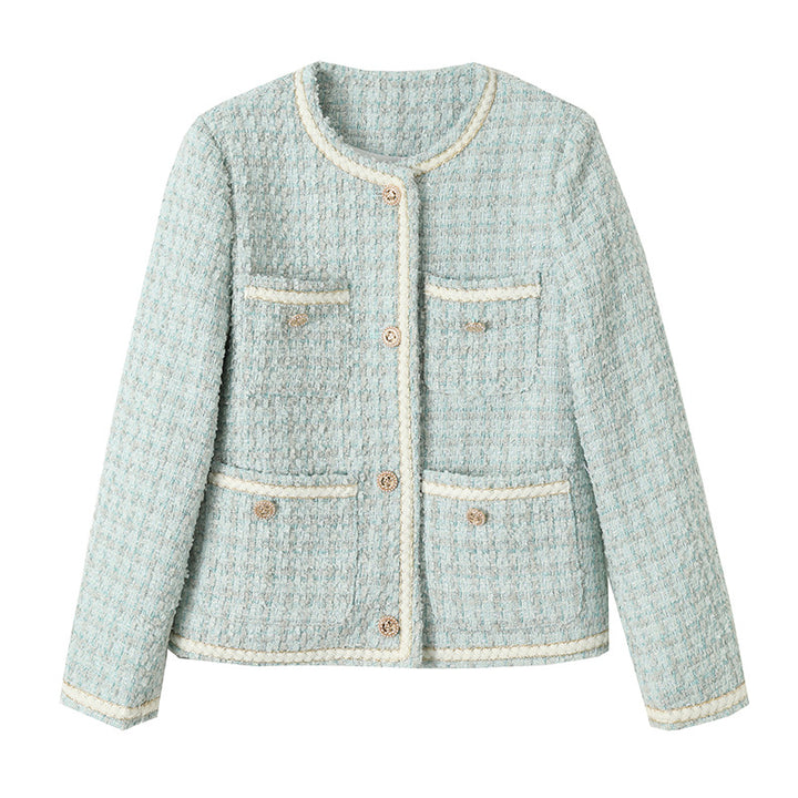 Damen Elegante Bouclé-Jacke mit Schmuckknöpfen Drune