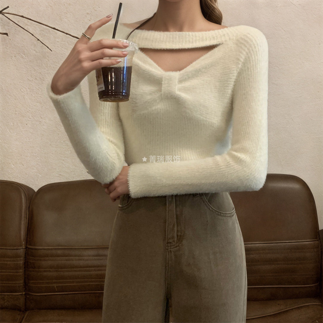 Damen Elegantes Strickoberteil mit modischem Cut-Out Drune