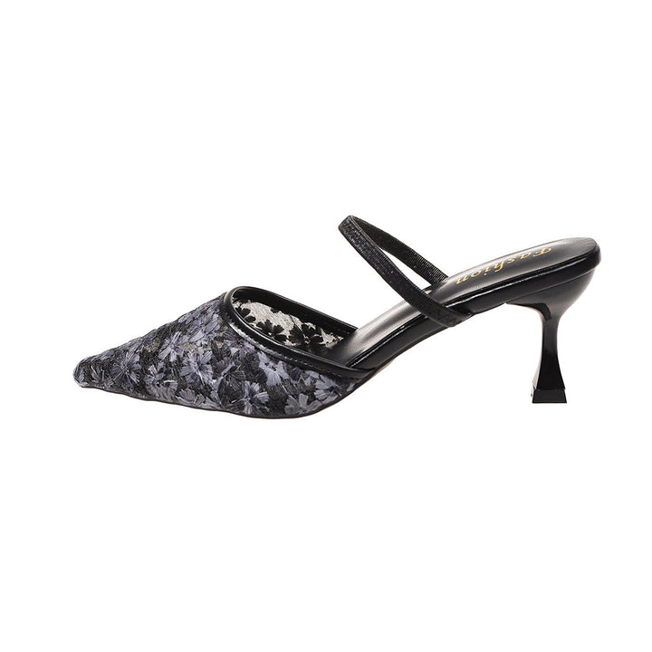 Damen Slingback Pumps mit dezentem Blumenmuster und elegantem Absatz Drune
