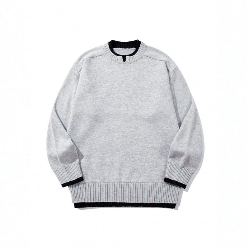 Unisex Relaxed-Fit Feinstrick-Pullover mit Kontrastbündchen und verlängertem Rippenbund Drune