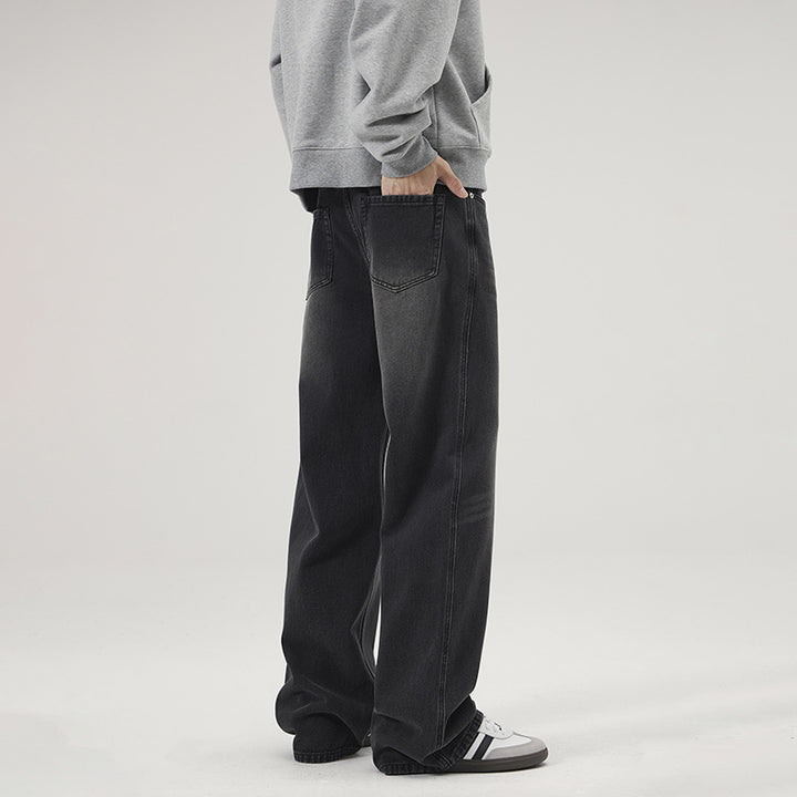 Herren Ultraweite Vintage-Denim-Palazzohose mit verlängerter Saumkante und Five‑Pocket-Details Drune