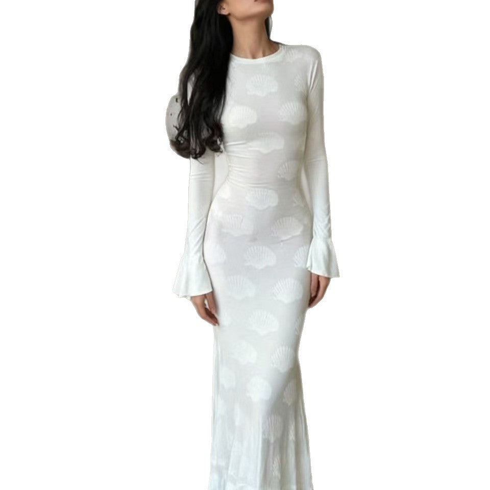 Damen Elegantes Schickes Mermaid-Kleid mit detailreicher Muschelstruktur Drune