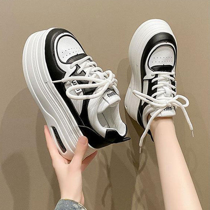 Damen Plateau Sneakers mit trendigem zweifarbigem Design und verstärkter Dämpfung Drune
