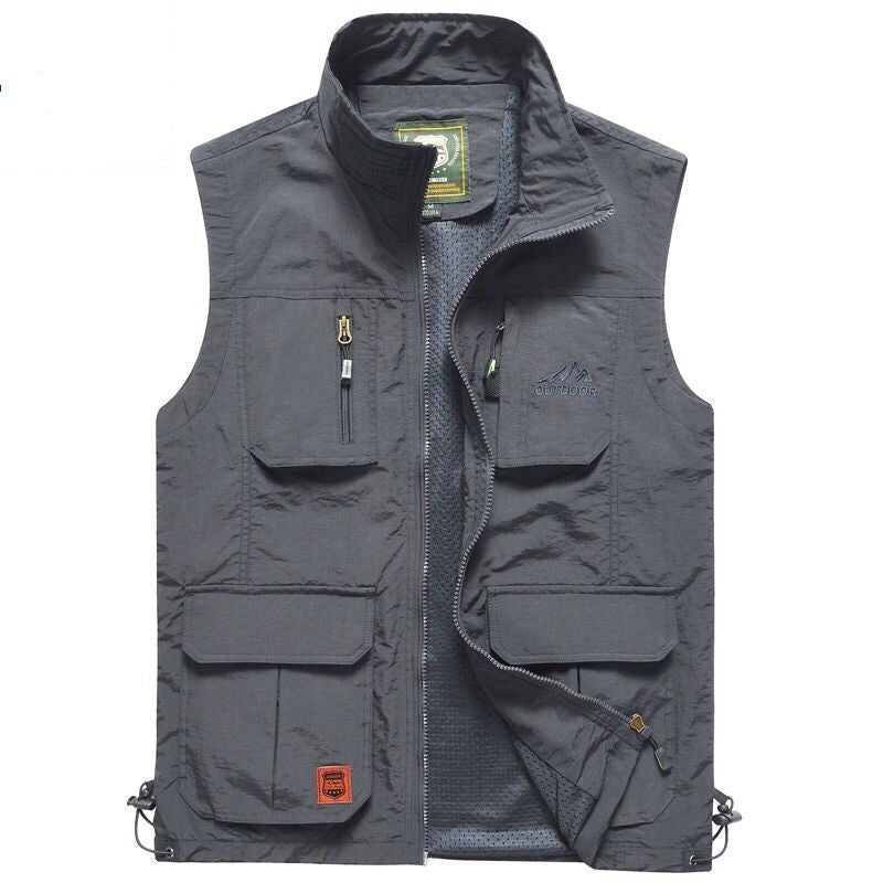 Herren Multifunktionale Outdoor-Utilityweste mit Mesh‑Futter und Mehrfachtaschen Drune